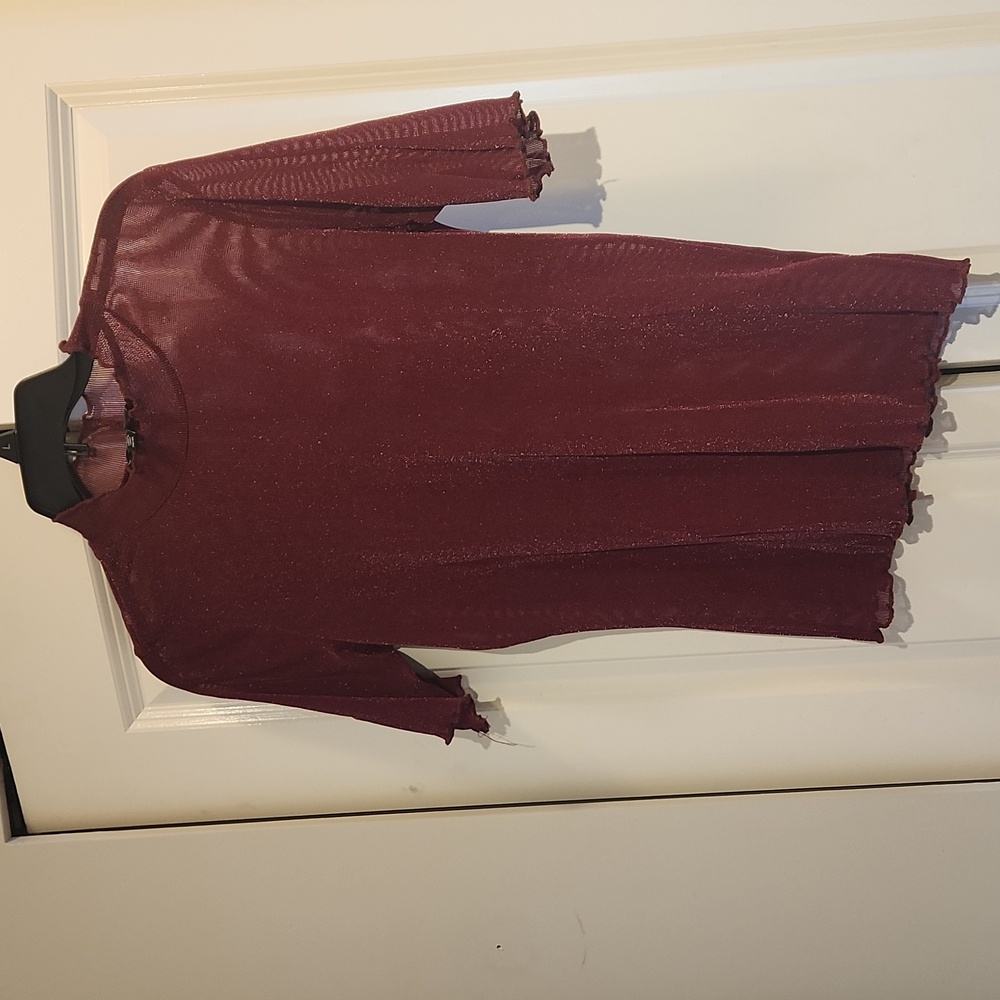 Sheer Sparkly Red Wine Top